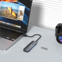 Hub USB-A Wozinsky WHS080YSS 4x USB-A 3.0 s individuálními vypínači, hliníkový, s kabelem 30 cm - šedý