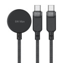 Acefast C6-11 USB-C 3in1 Cable - 2x USB-C / Qi 480Mb/s 100W 1.2m - black