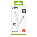 Kabel SBS TECABLETCC10W USB-C na USB-C Power Delivery 25W 1 m - bílý