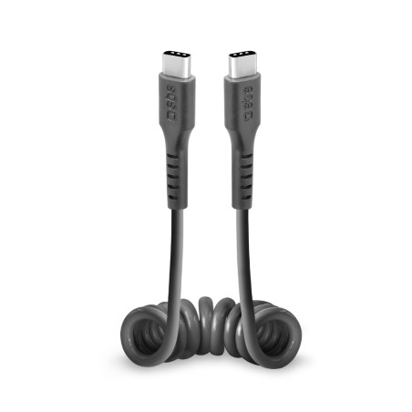 Spirálový kabel SBS TECABLETYPCCSK USB-C na USB-C 0,5 m - černý