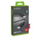 Kabel SBS TECABLETISSUETCK USB-C na USB-C 1,5 m 60W opletený - černý