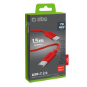 Kabel SBS TECABLETISSUETCCR USB-C na USB-C 1,5 m 60W opletený - červený