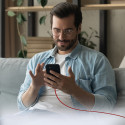 Kabel SBS TECABLETISSUETCCR USB-C na USB-C 1,5 m 60W opletený - červený