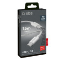Kabel SBS TECABLETISSUETCCG USB-C na USB-C 1,5 m 60W opletený - šedý
