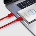 Kabel SBS TECABLETISSUETCCR USB-C na USB-C 1,5 m 60W opletený - červený