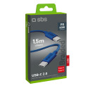 Kabel SBS TECABLETISSUETCCB USB-C na USB-C 1,5 m 60W opletený - modrý
