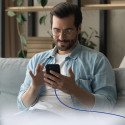 Kabel SBS TECABLETISSUETCCB USB-C na USB-C 1,5 m 60W opletený - modrý