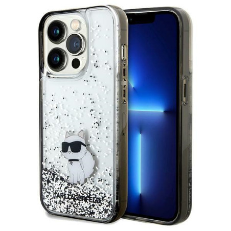 Kryt Karl Lagerfeld CHOUPETTE Liquid Glitter pro iPhone 14 Pro - trans