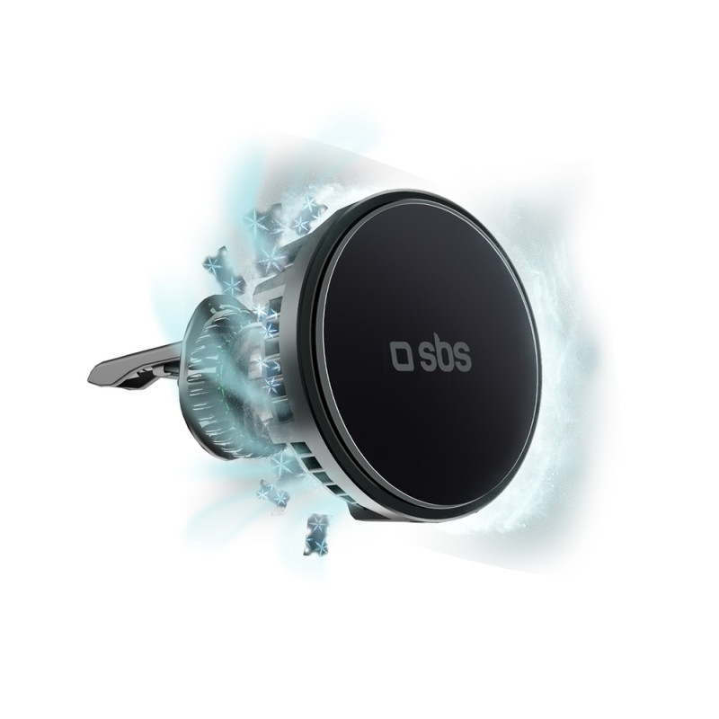 Držák SBS TESUPFANWIR15W na smartphone s indukční nabíječkou 15W do mřížky ventilace, s chlazením - černý
