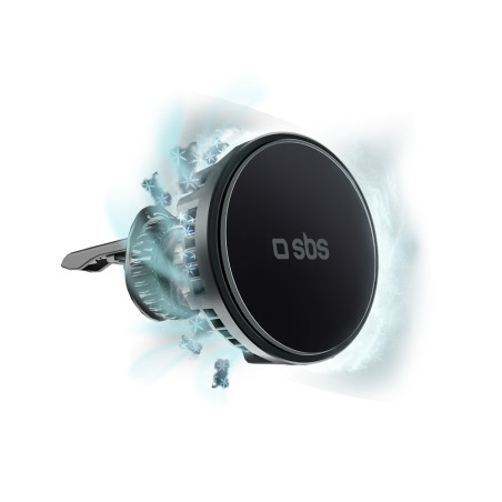 Smartphone holder with inductive charger SBS TESUPFANWIR15W 15W for air vent, with cooling - black