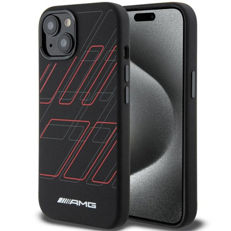 Kryt AMG Silicone MagSafe Rhombuses pro iPhone 15 Plus / 14 Plus - bla