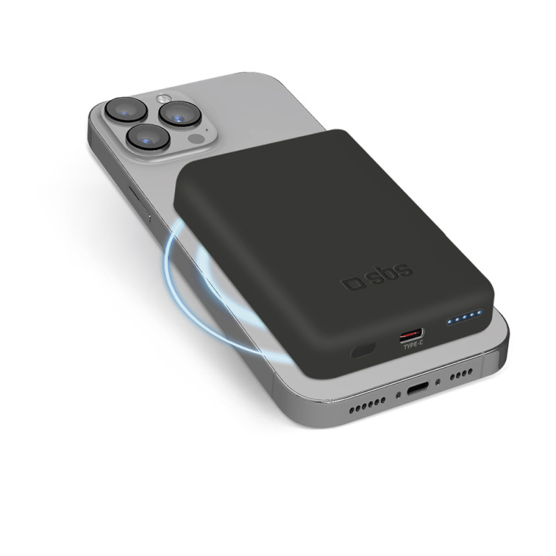 SBS TEBB5000MAG1CK Wireless Power Bank 5000 mAh USB-C, MagSafe Compatible - Black