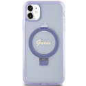 Kryt Guess Ring Stand Script Glitter pro iPhone 11 / XR - fialová