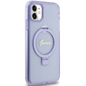 Kryt Guess Ring Stand Script Glitter pro iPhone 11 / XR - fialová