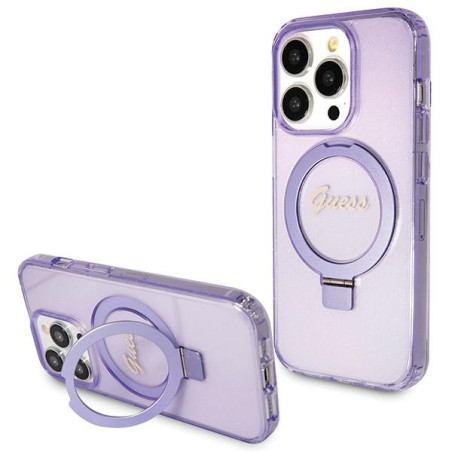 Kryt GUESS SCRIPT GLITTER pro iPhone 13 Pro / 13 - fialová