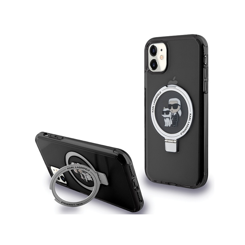 Kryt Karl Lagerfeld RING STAND pro iPhone 11 / XR - černý