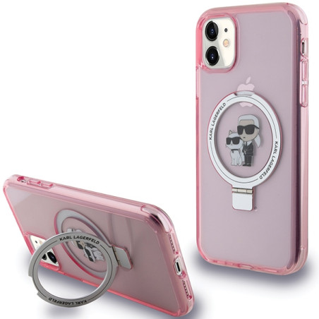 Kryt Karl Lagerfeld RING STAND Karl&Choupette pro iPhone 11 / XR - rů