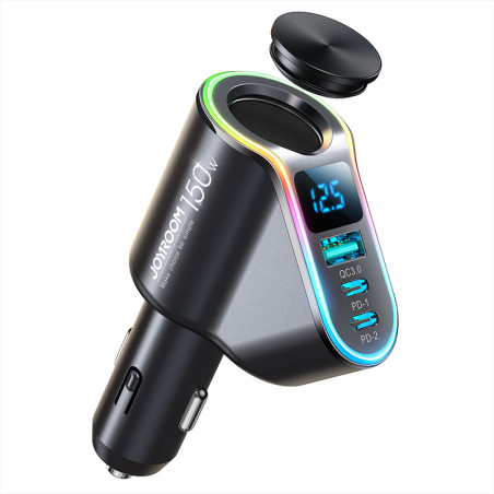 Joyroom rychlá autonabíječka 4v1 USB-A QC3.0 / 2× USB-C PD 150W černá (JR-CL21)