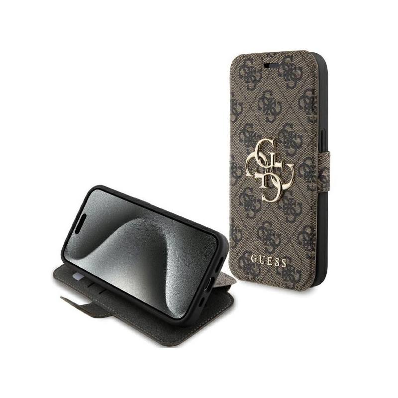 Kryt Guess 4G Metal Logo pro iPhone 15 Pro - hnědý