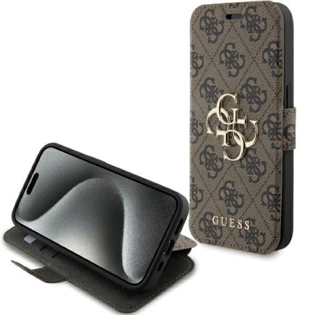 Kryt Guess 4G Metal Logo pro iPhone 15 Pro - hnědý