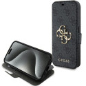 Kryt Guess 4G METAL LOGO pro iPhone 15 Pro - šedý