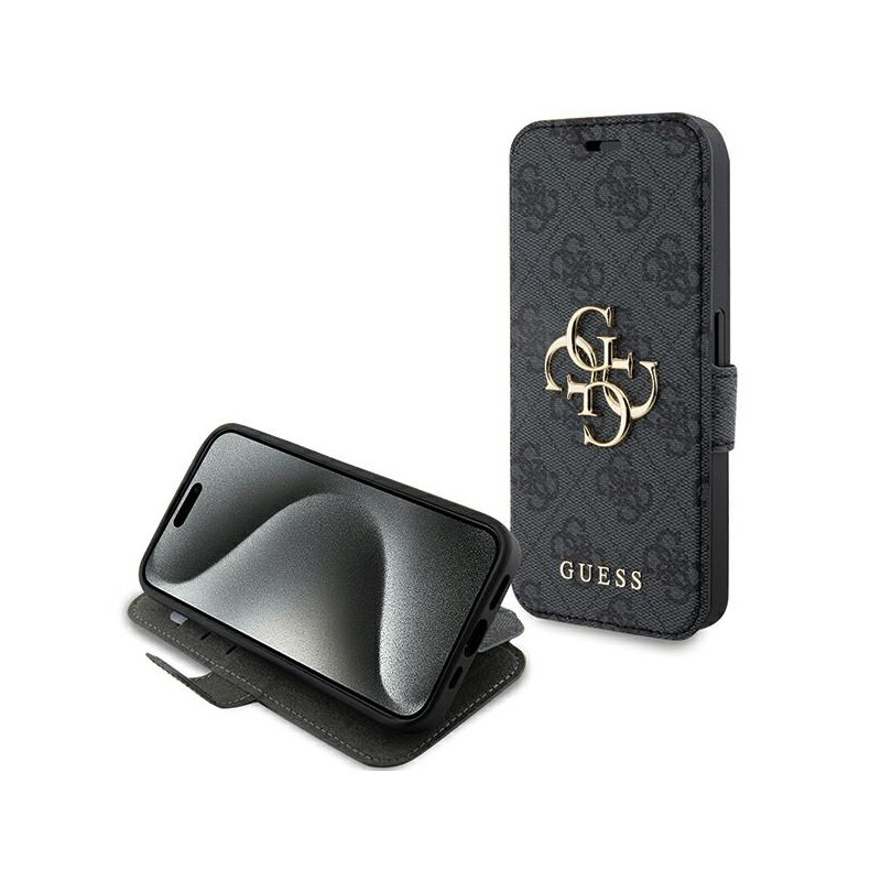 Kryt Guess 4G METAL LOGO pro iPhone 15 Pro - šedý