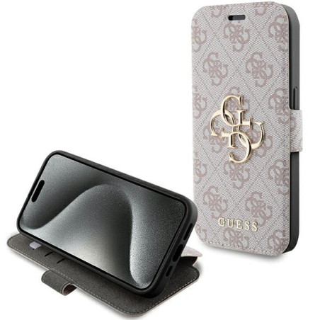 Kryt Guess 4G METAL LOGO iPhone 15 Pro Max - růžová