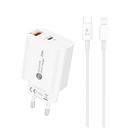 Nabíječka do sítě A6MaxL 20W USB-A USB-C s kabelem USB-C na Lightning 1 m - bílá