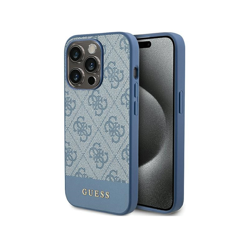 Kryt Guess 4G STRIPE COLLECTION pro iPhone 15 Pro - modrý