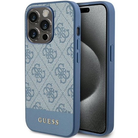 Kryt Guess 4G STRIPE COLLECTION iPhone 15 Pro modrý