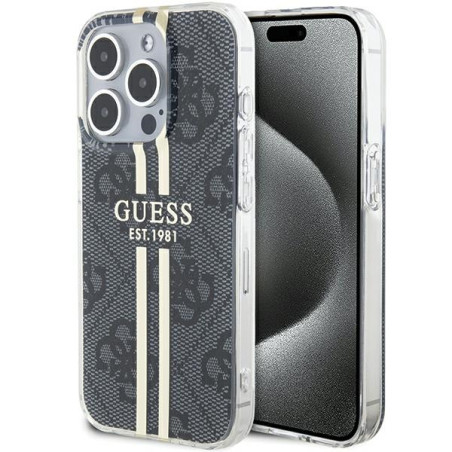 Kryt Guess IML 4G Gold Stripe iPhone 15 Pro - black