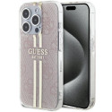 Kryt GUESS IML 4G Gold Stripe iPhone 15 Pro – růžová