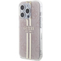 Kryt GUESS IML 4G Gold Stripe iPhone 15 Pro – růžová