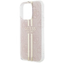 Kryt GUESS IML 4G Gold Stripe iPhone 15 Pro – růžová