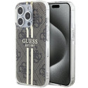 Kryt Guess IML 4G Gold Stripe iPhone 15 Pro - hnědý