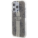 Kryt Guess IML 4G Gold Stripe iPhone 15 Pro - hnědý