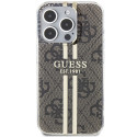 Kryt Guess IML 4G Gold Stripe iPhone 15 Pro - hnědý