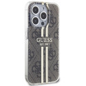 Kryt Guess IML 4G Gold Stripe iPhone 15 Pro - hnědý