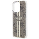 Kryt Guess IML 4G Gold Stripe iPhone 15 Pro - hnědý