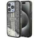 Kryt Guess LIQUID GLITTER GOLD STRIPES iPhone 15 Pro - black
