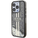 Kryt Guess LIQUID GLITTER GOLD STRIPES iPhone 15 Pro - black