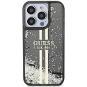 Kryt Guess LIQUID GLITTER GOLD STRIPES iPhone 15 Pro - black