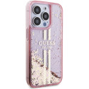Kryt Guess Liquid Glitter Gold Stripes iPhone 15 Pro - pink