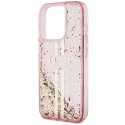 Kryt Guess Liquid Glitter Gold Stripes iPhone 15 Pro - pink
