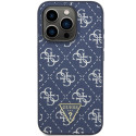 Kryt Guess 4G TRIANGLE METAL logo pro iPhone 15 Pro - modrý