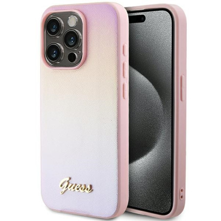 Kryt Guess SAFFIANO IRIDESCENT SCRIPT iPhone 15 Pro - pink