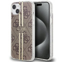 Kryt Guess IML 4G Gold Stripe pro iPhone 15 Plus - hnědý