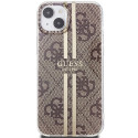 Kryt Guess IML 4G Gold Stripe pro iPhone 15 Plus - hnědý