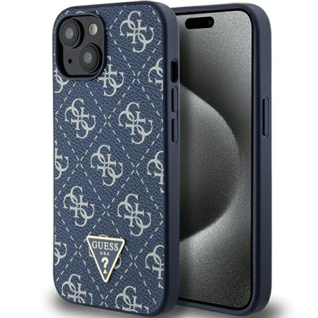 Kryt Guess 4G Triangle Metal Logo pro iPhone 15 Plus - modrý