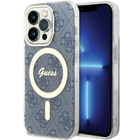 Kryt Guess IML 4G MagSafe iPhone 15 Pro - modrý